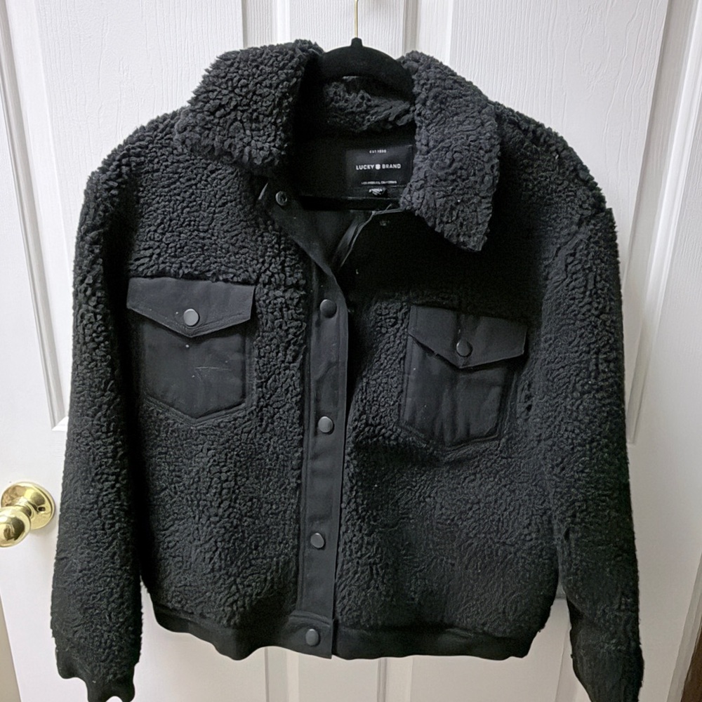 NWOT Lucky Brand Black Sherpa Jacket